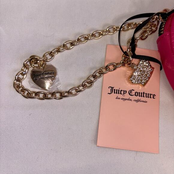 Juicy Couture Not Your Babe Heart Zip Around Wallet Wristlet Pink Flash NEW - Picture 3 of 7